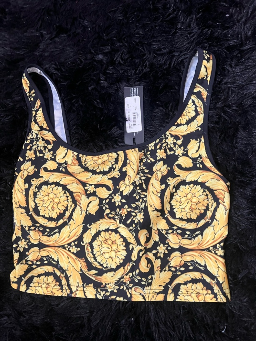 Versace Black and Gold Baroque Crop Top